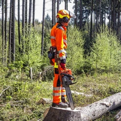 Pfanner Ventilation Hi-Vis Chainsaw Trousers Design A EN20471 -Garden Tools Store pfanner hi vis orange chainsaw trousers